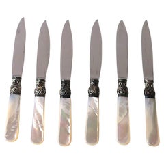 Vintage Sterling Silver Bar Fruit or Appetizer Knives, Set of 6