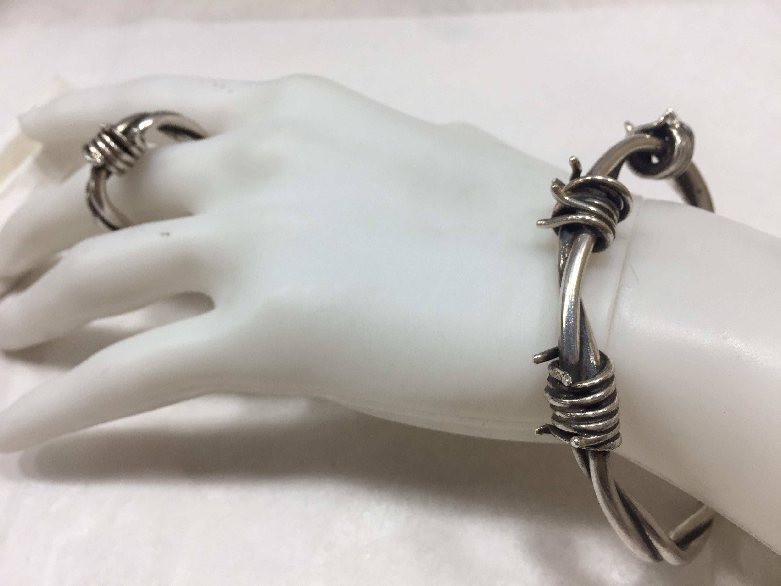 sterling silver barbed wire bracelet