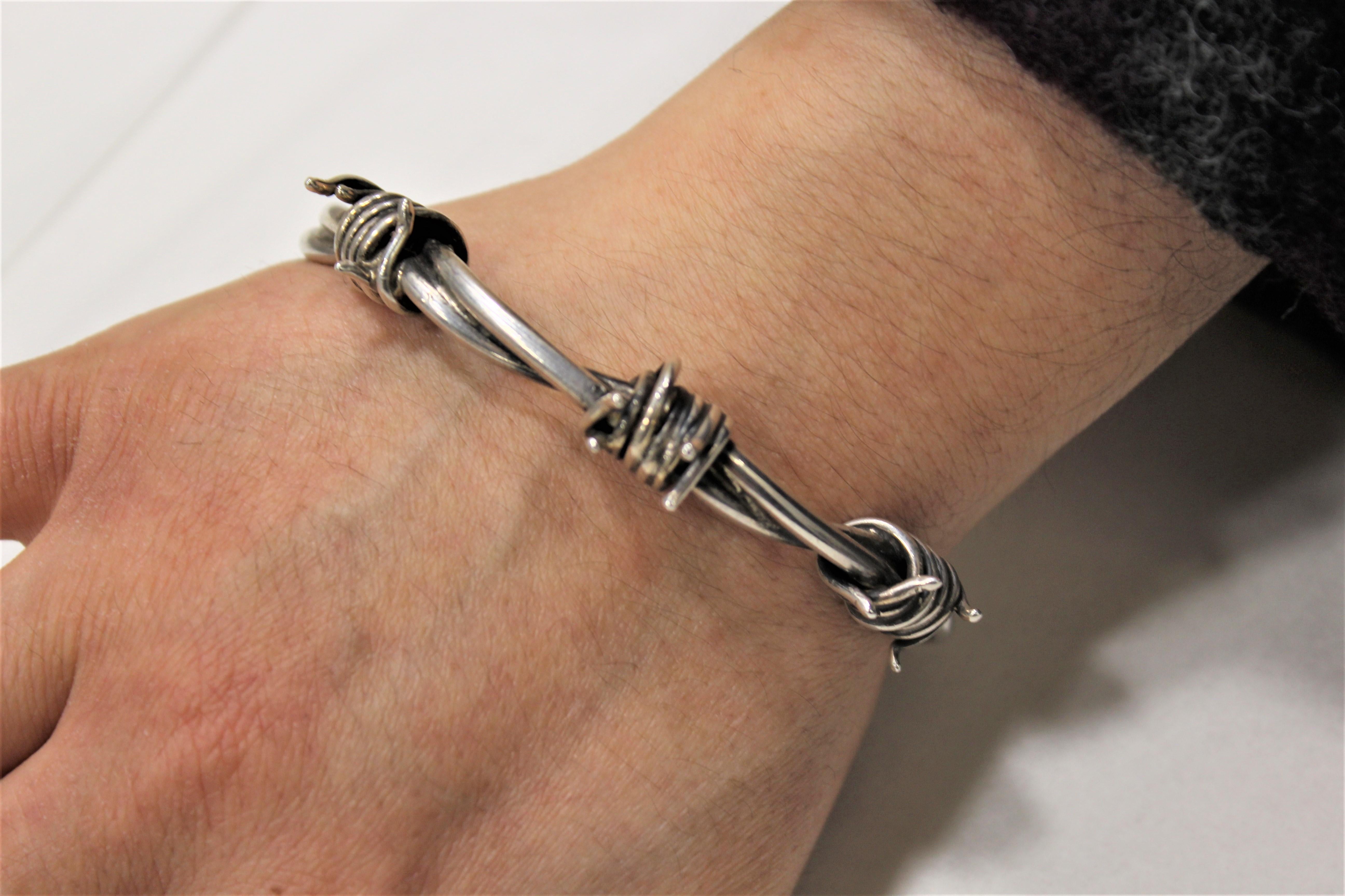 barbed wire bracelet silver