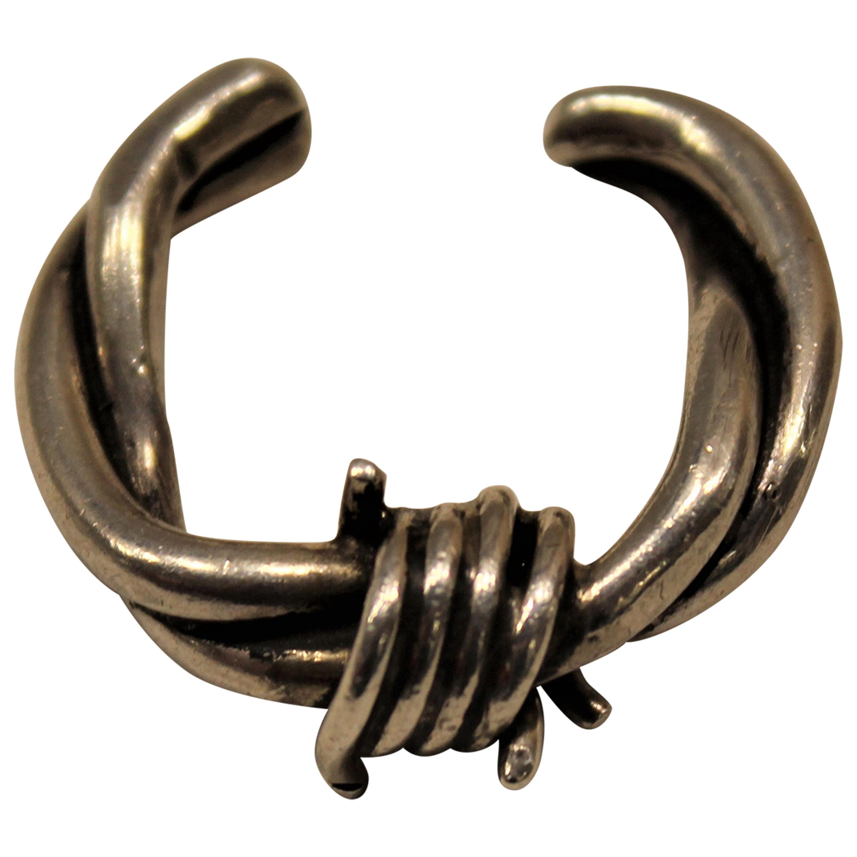 Ring aus Sterlingsilber, Stacheldraht, handgefertigt, Italien