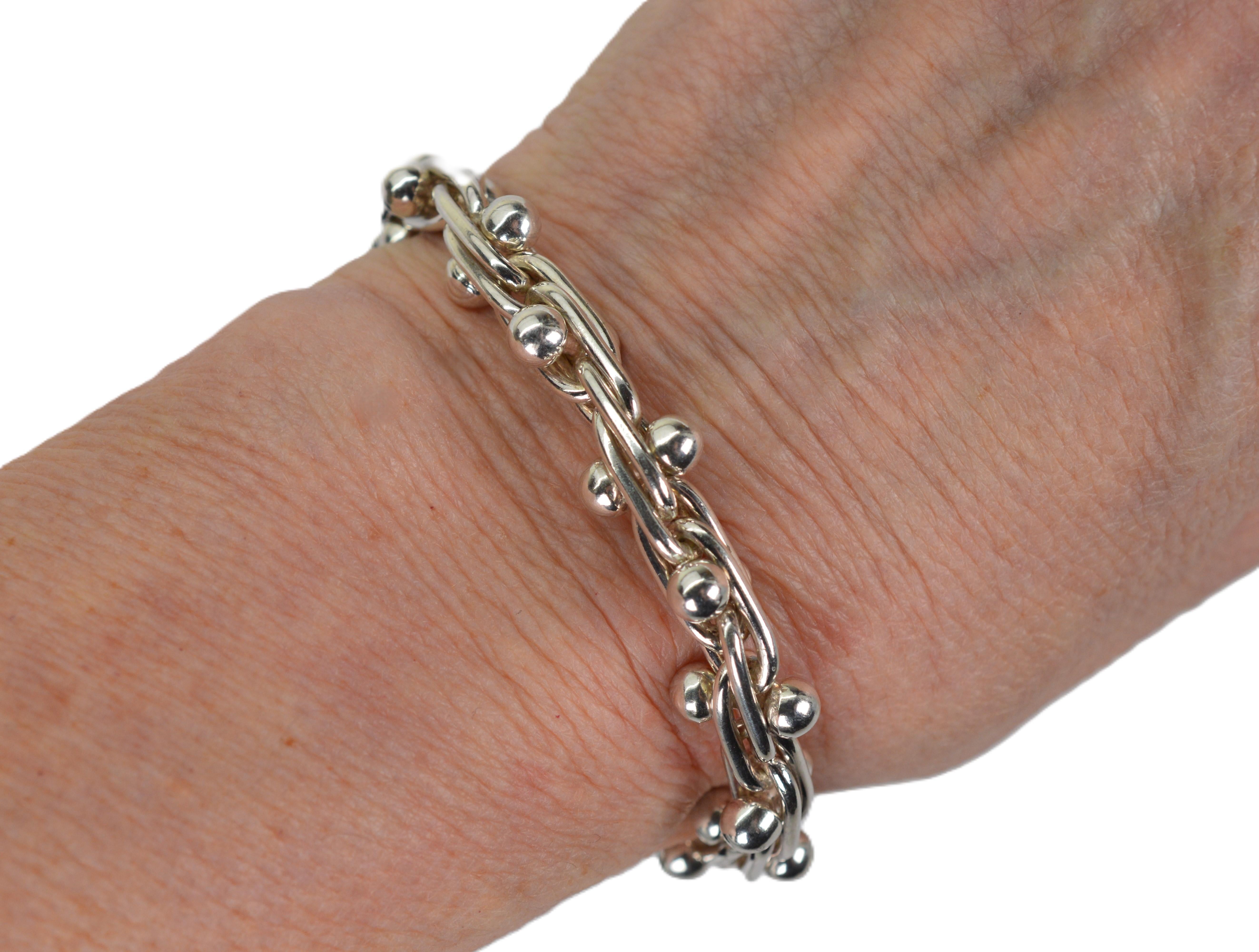 Sterling Silver Barbell Hardware Chain w Toggle Necklace Bracelet Set For Sale 7
