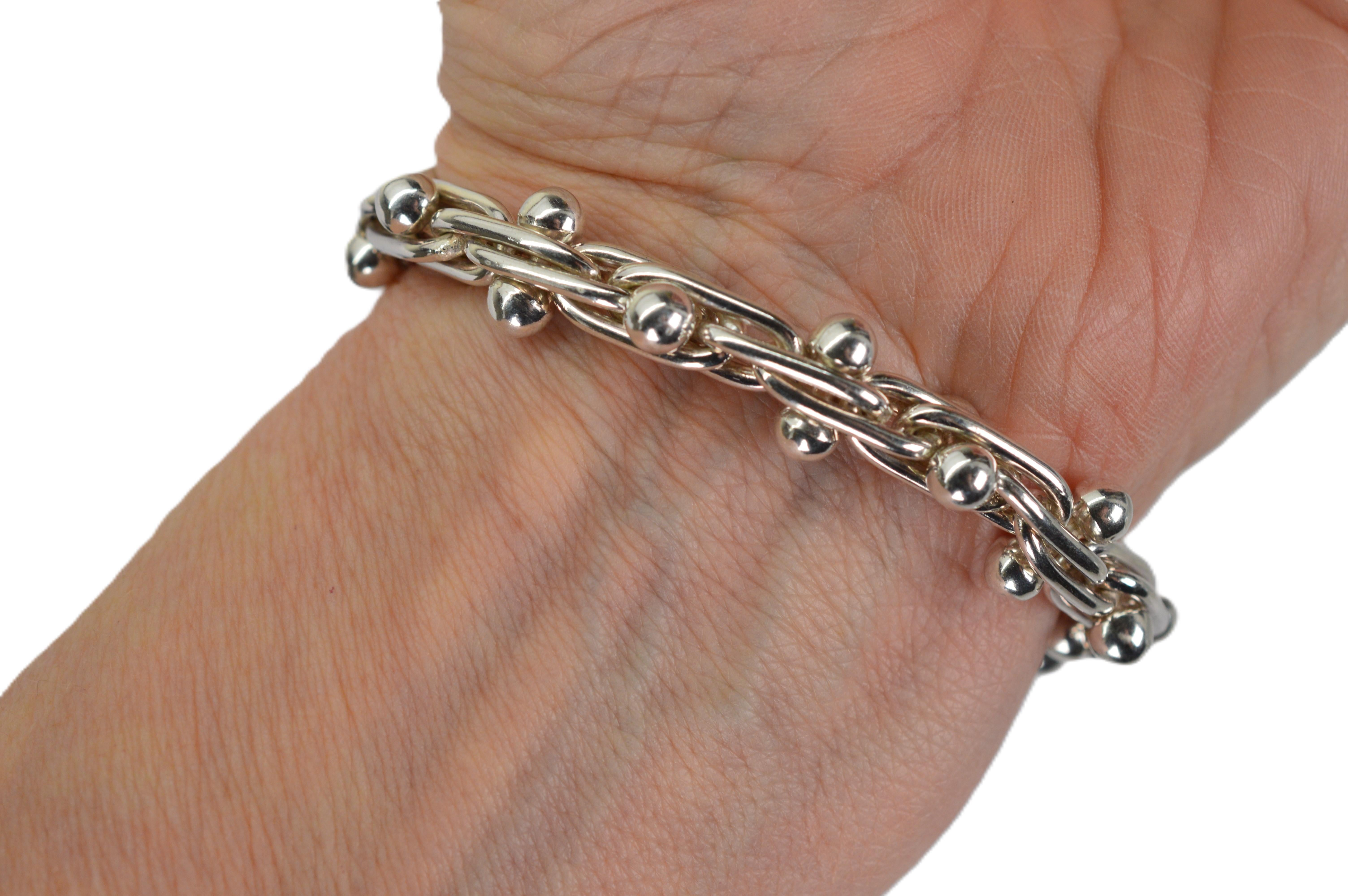 Sterling Silver Barbell Hardware Chain w Toggle Necklace Bracelet Set For Sale 8