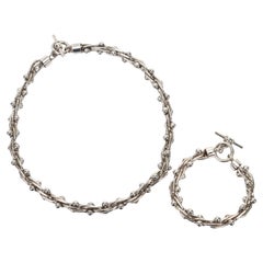 Ensemble collier et bracelet barbell Hardware chaîne avec bascule en argent sterling