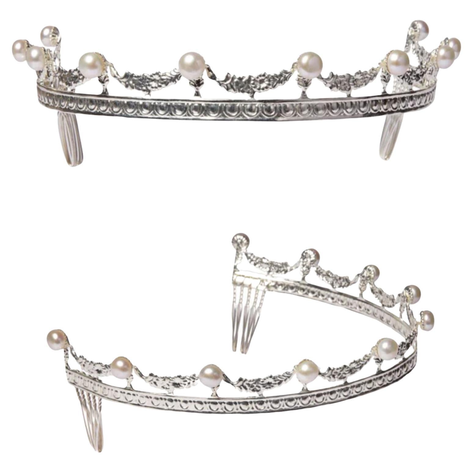 Sterling Silver Baroque Pearl Tiara
