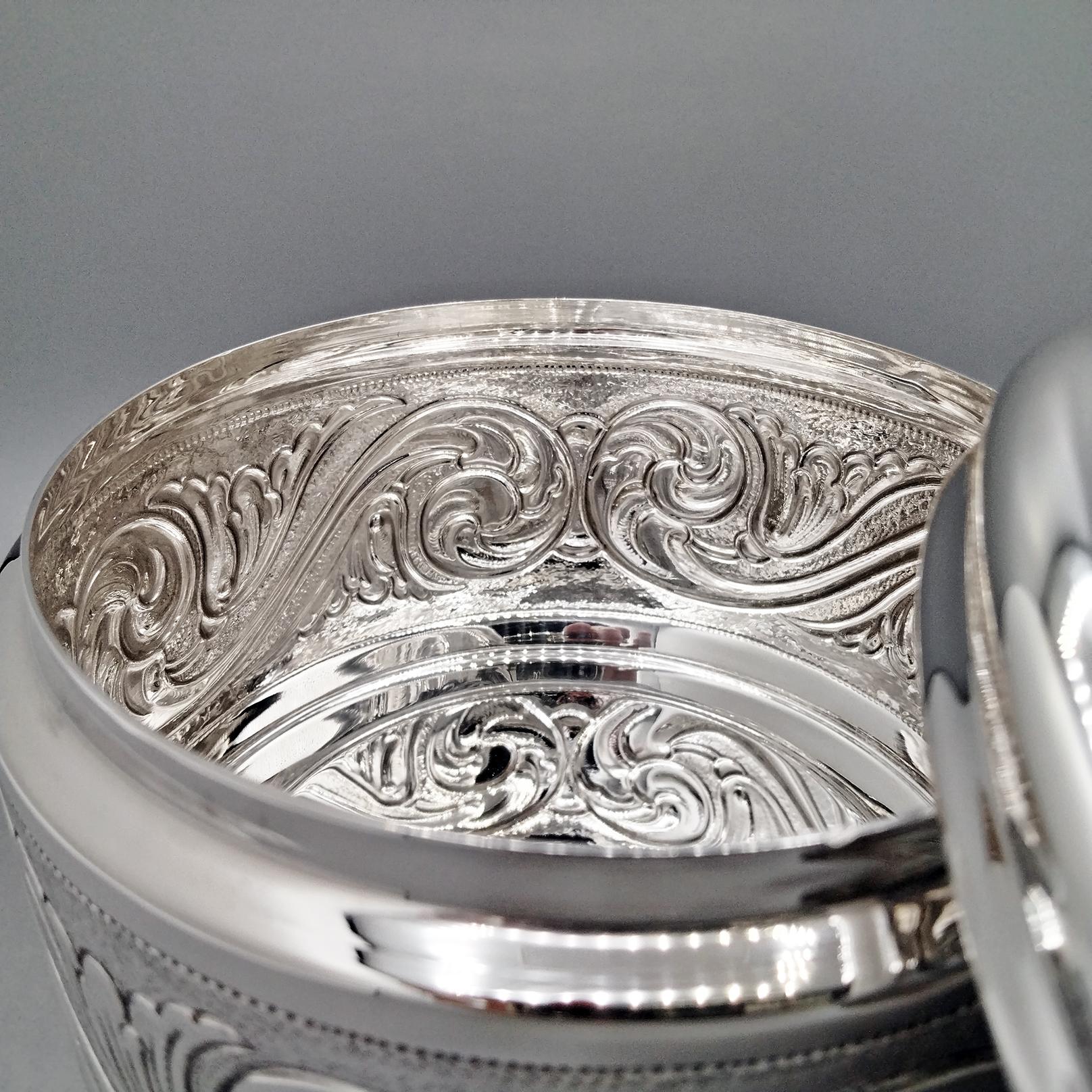 Sterling Silver Baroque style biscuit box For Sale 5