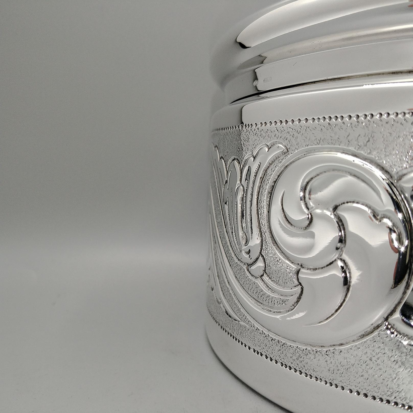 Contemporary Sterling Silver Baroque style biscuit box For Sale