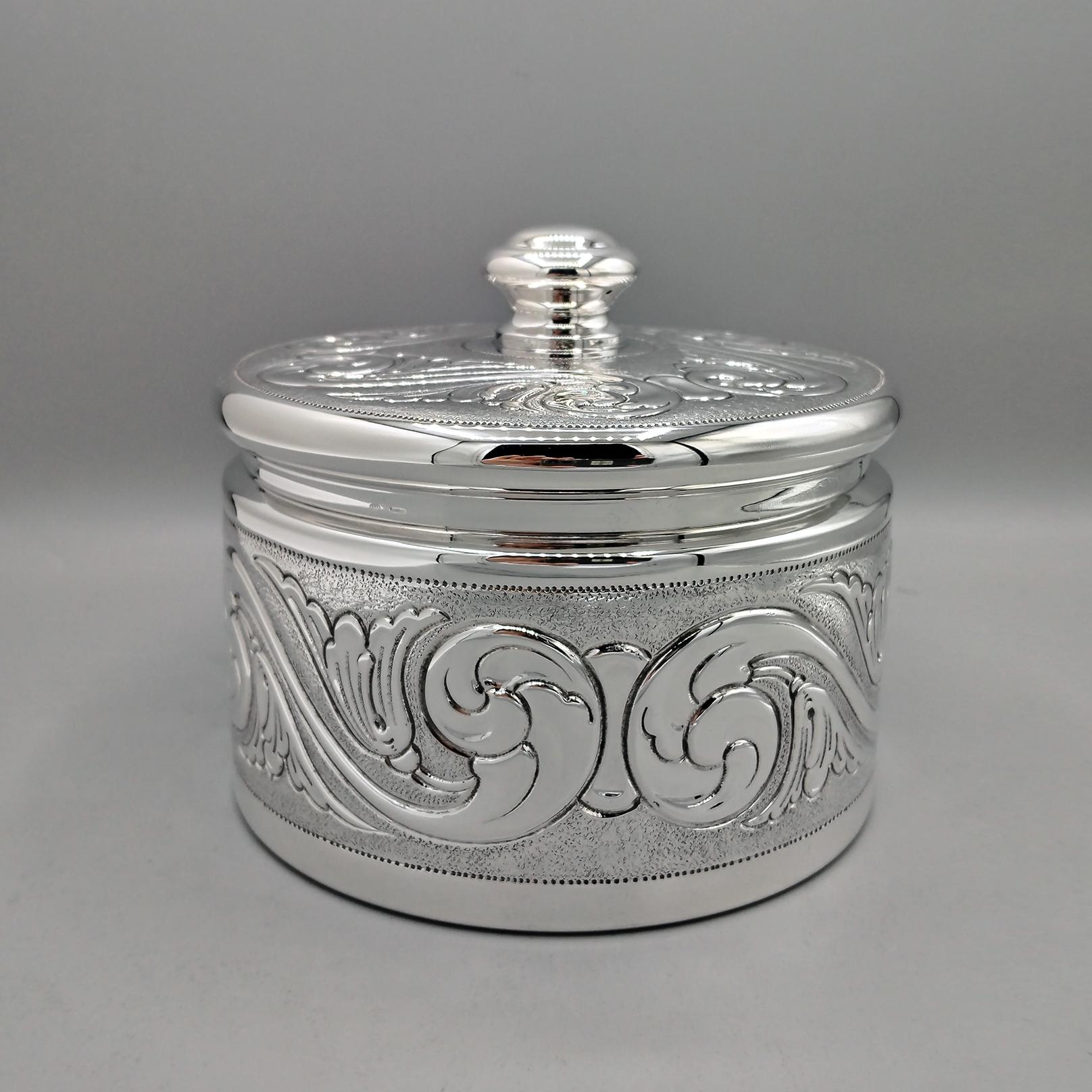 Sterling Silver Baroque style biscuit box For Sale 1