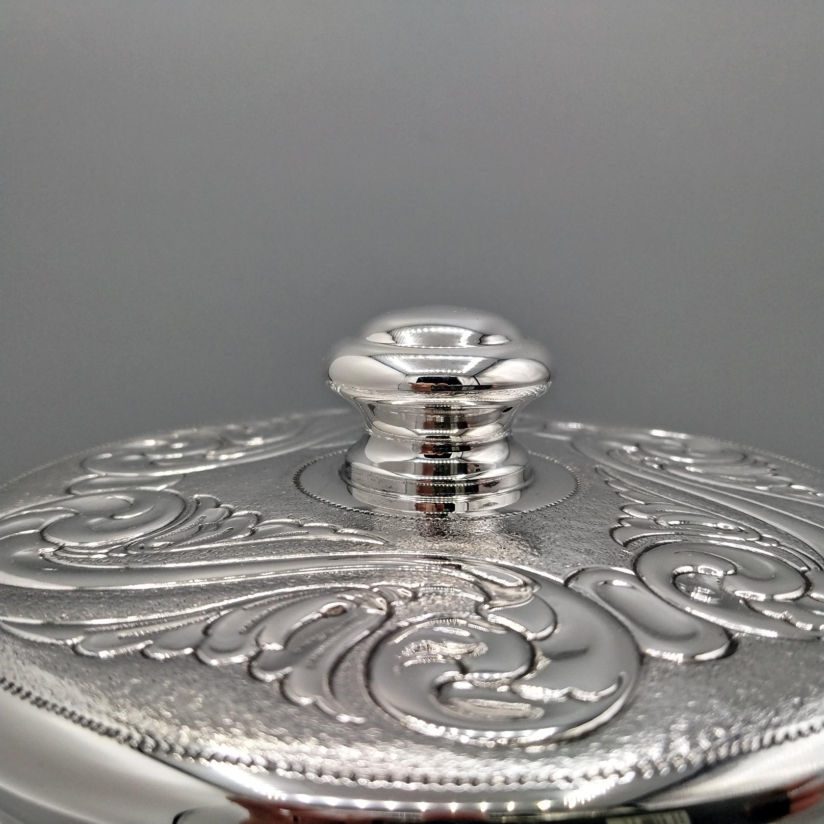 Sterling Silver Baroque style biscuit box For Sale 2