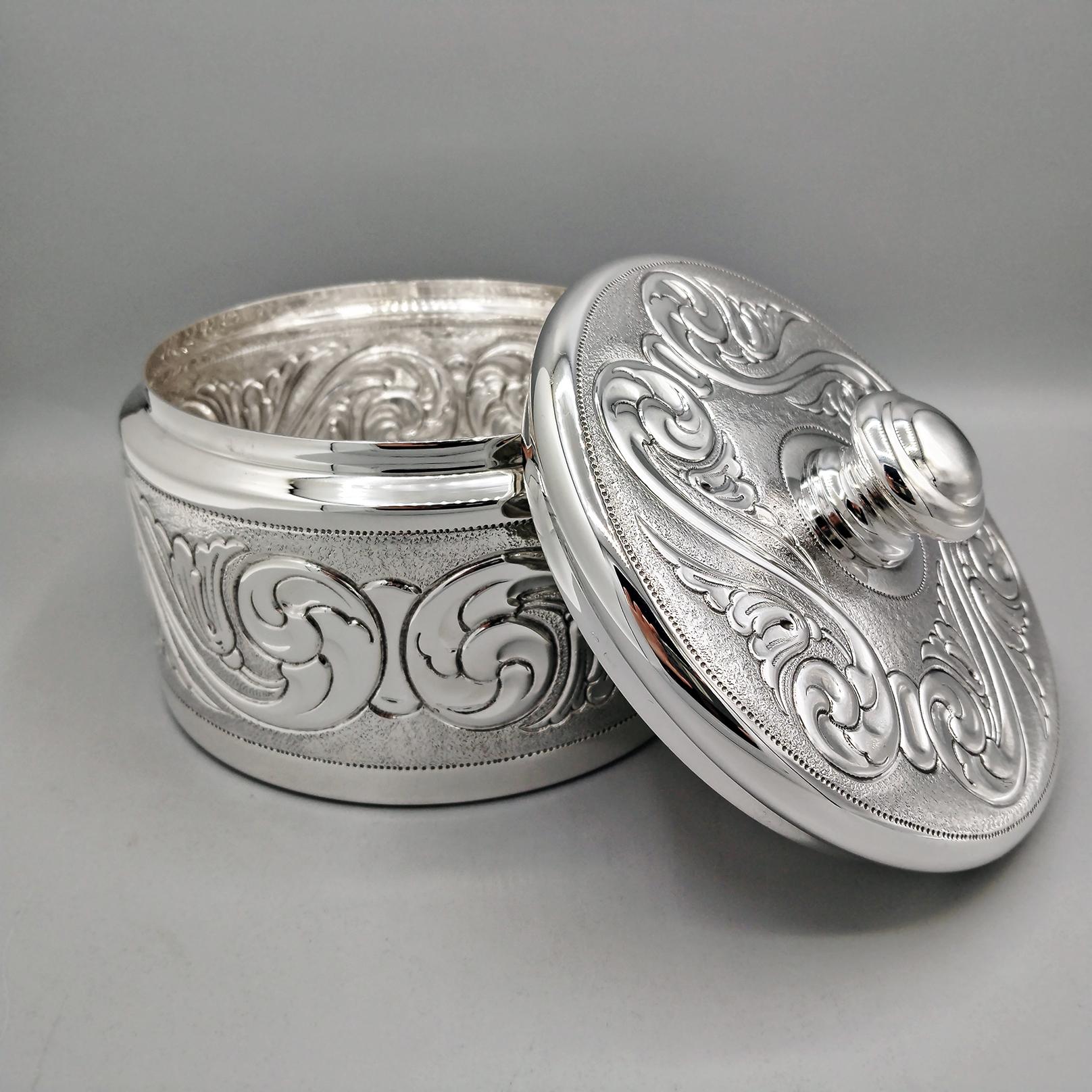 Sterling Silver Baroque style biscuit box For Sale 4