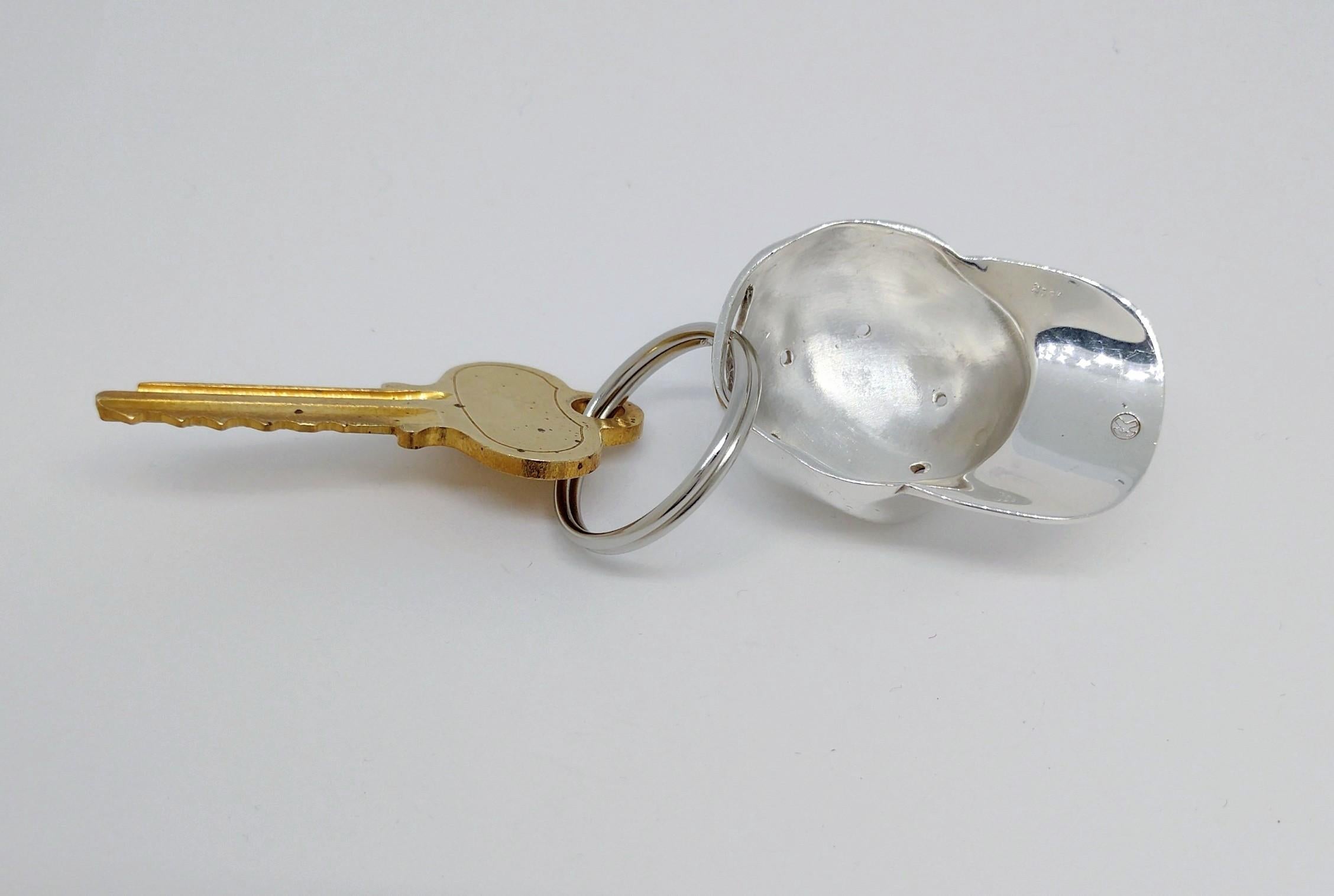 Contemporary Sterling Silver Baseball Hat Key Ring Holder For Sale