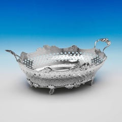 Victorian Basket Weave Sterling Silver Basket by Charles Stuart Harris