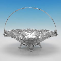 Victorian Antique Sterling SIlver Basket - Sheffield 1845 - Hawksworth Eyres