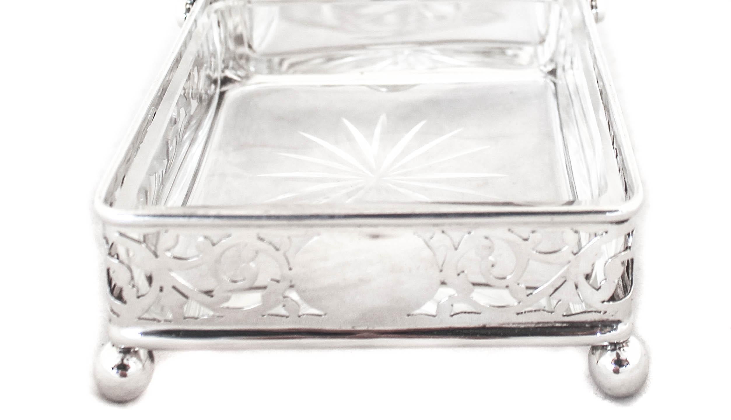 Sterling Silver Basket with Crystal Sectional 1