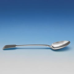 Victorian Antique Fiddle Pattern Sterling Silver Basting Spoon Charles Lias 1847