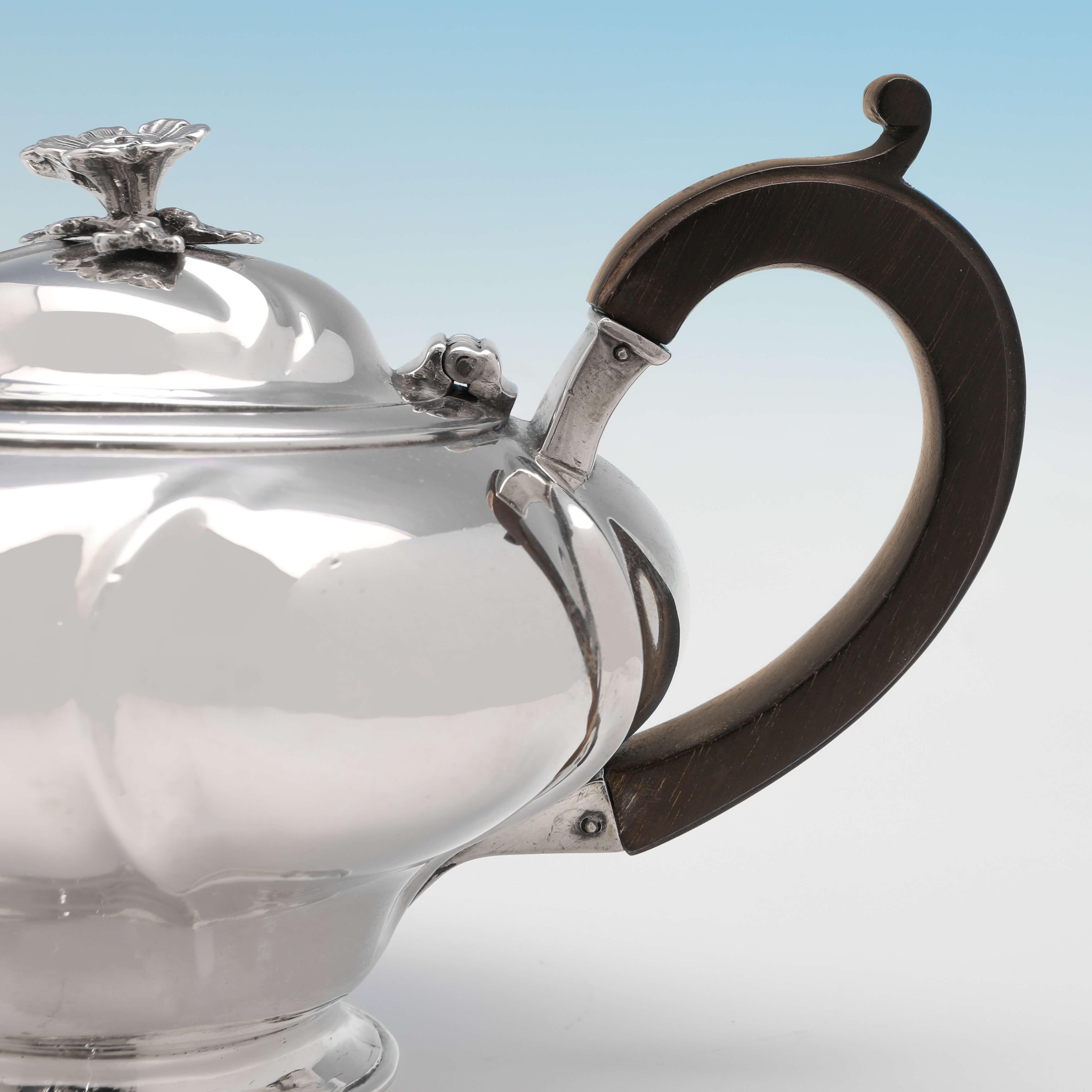 George IV Stylish Antique Sterling Silver Teapot, Batchelor Size, London, 1824