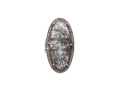 Sterling Silver Bavna Labradorite & Pave Diamond Ring Size US 7