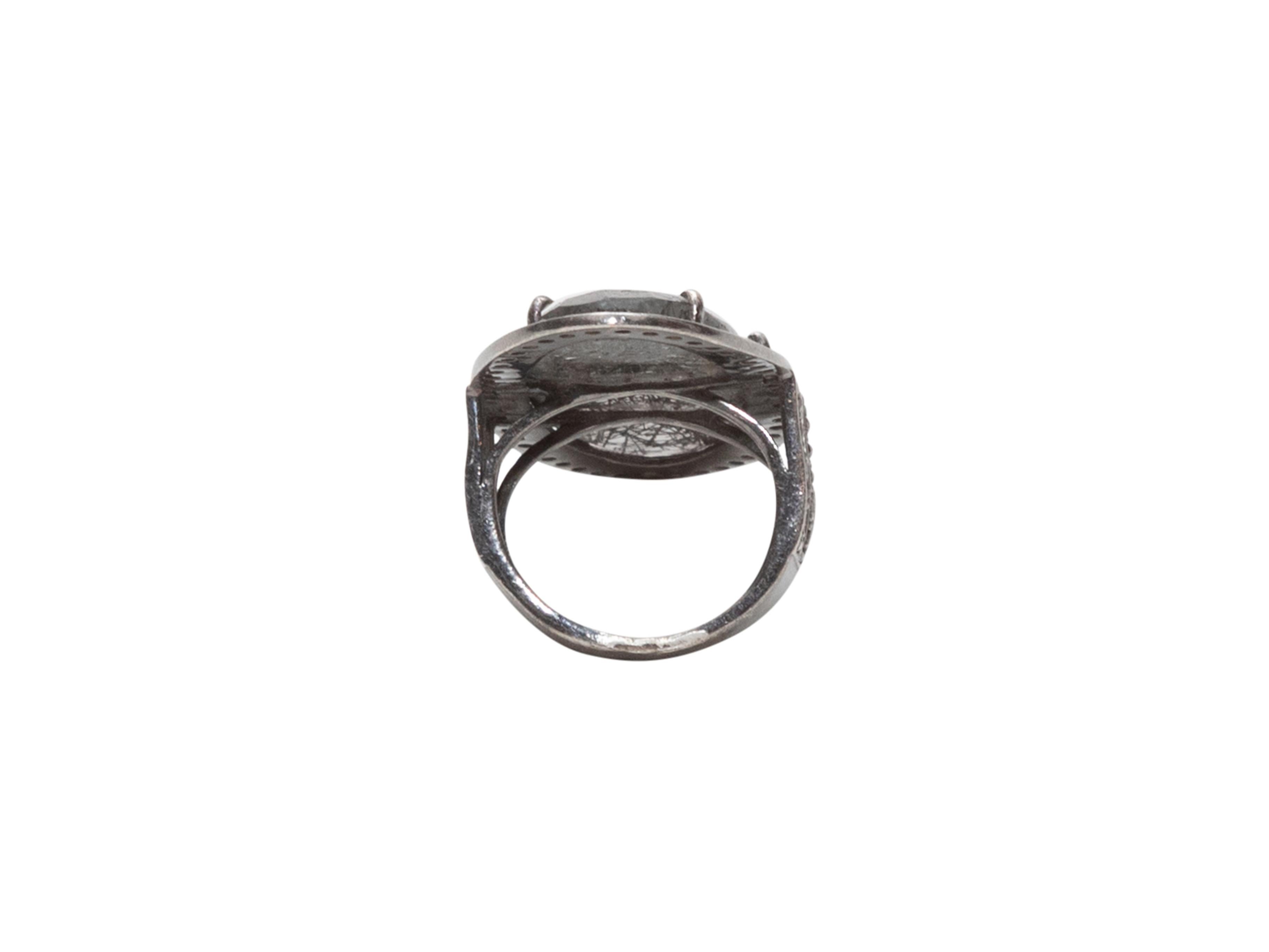 Anillo Bavna de plata de ley con labradorita y diamantes talla US 7 en Bueno estado para la venta en New York, NY