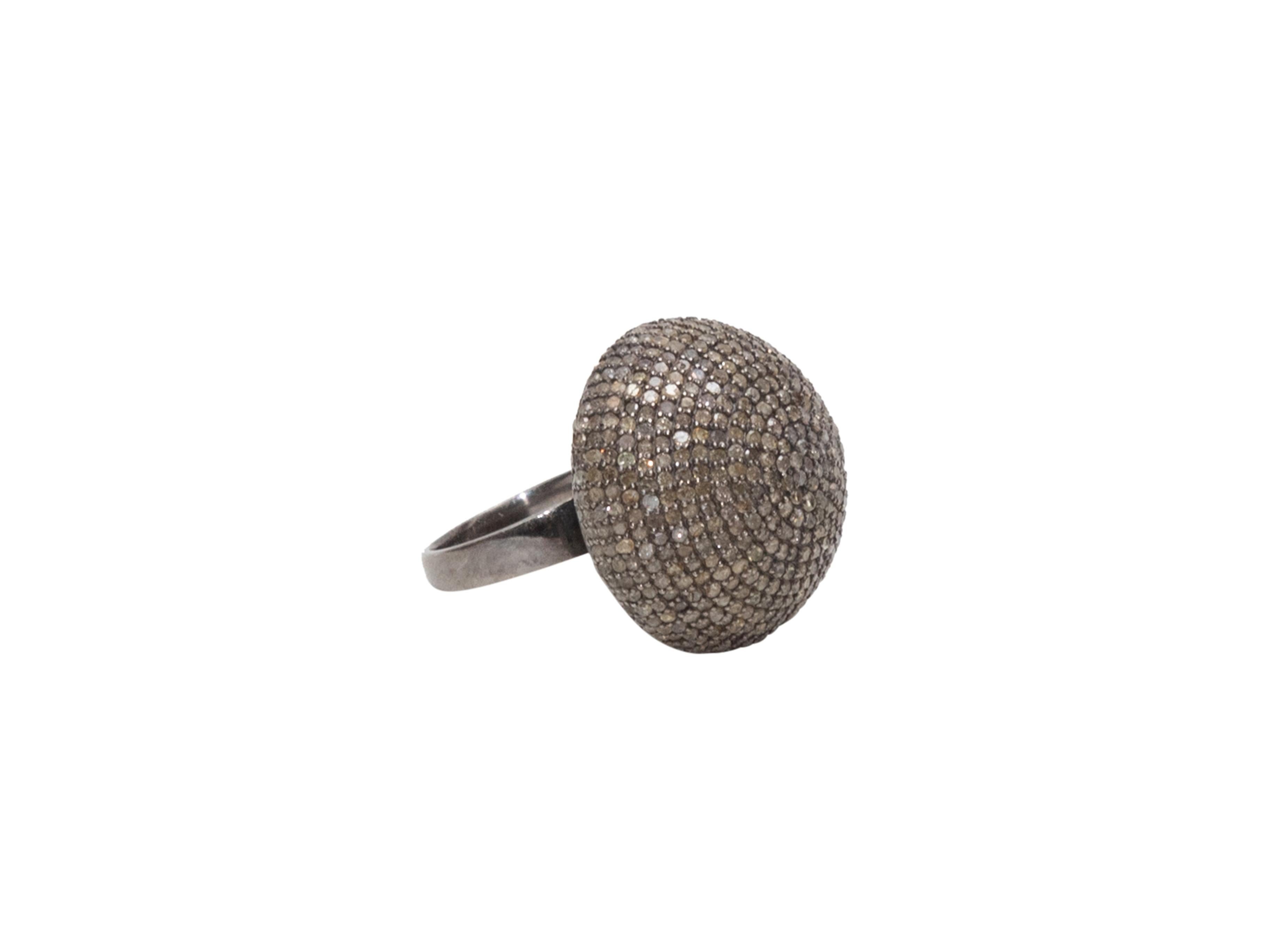 Sterling Silber Bavna Pave Diamant Cocktail Ring Größe US 7 (Rundschliff) im Angebot