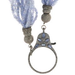 Sterling Silver Beaded Amethyst Multi-Layer Necklace with Diamond Clasp