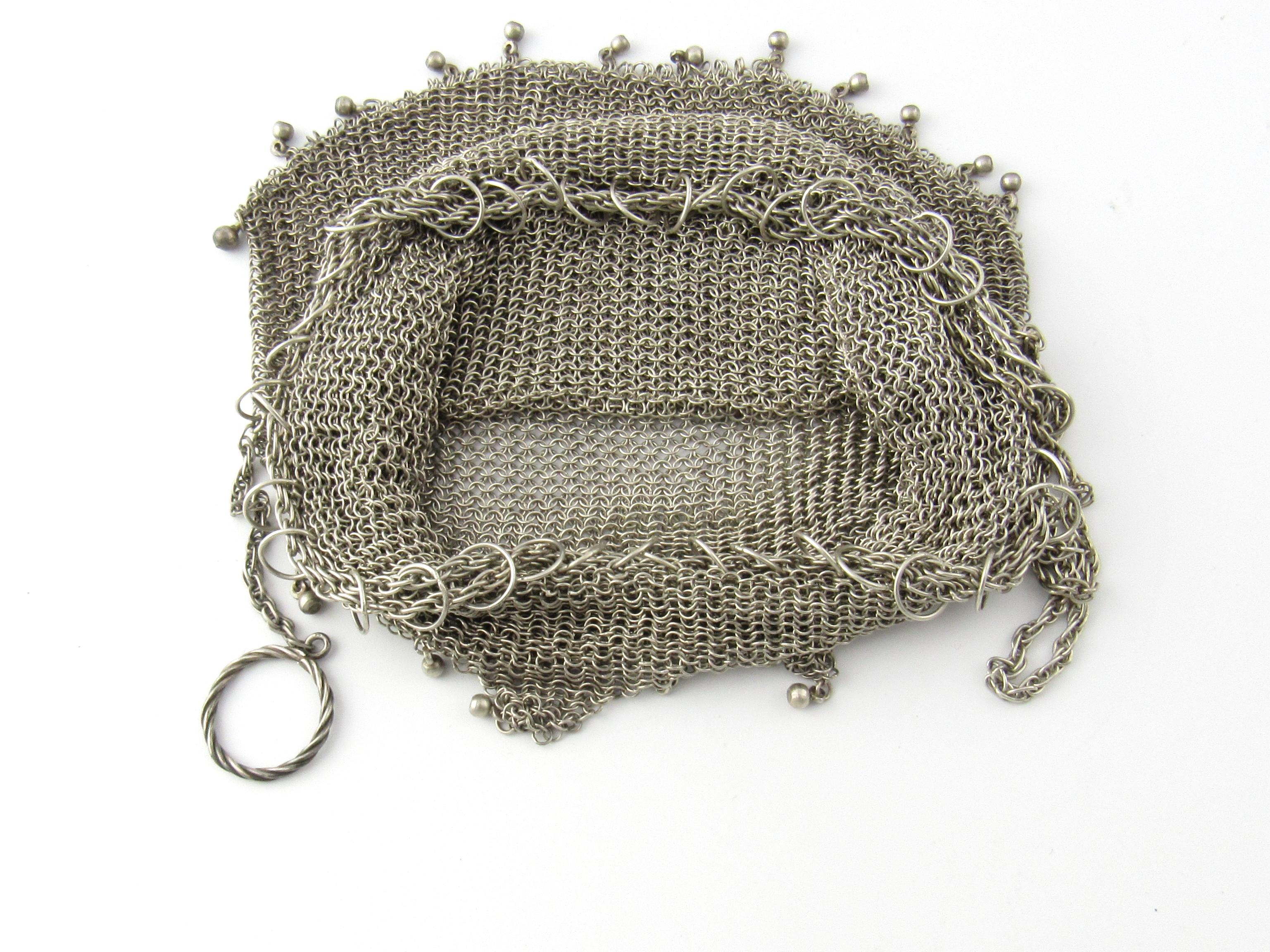 Sterling Silver Beaded Mesh Purse Pull Closure In Good Condition In Washington Depot, CT