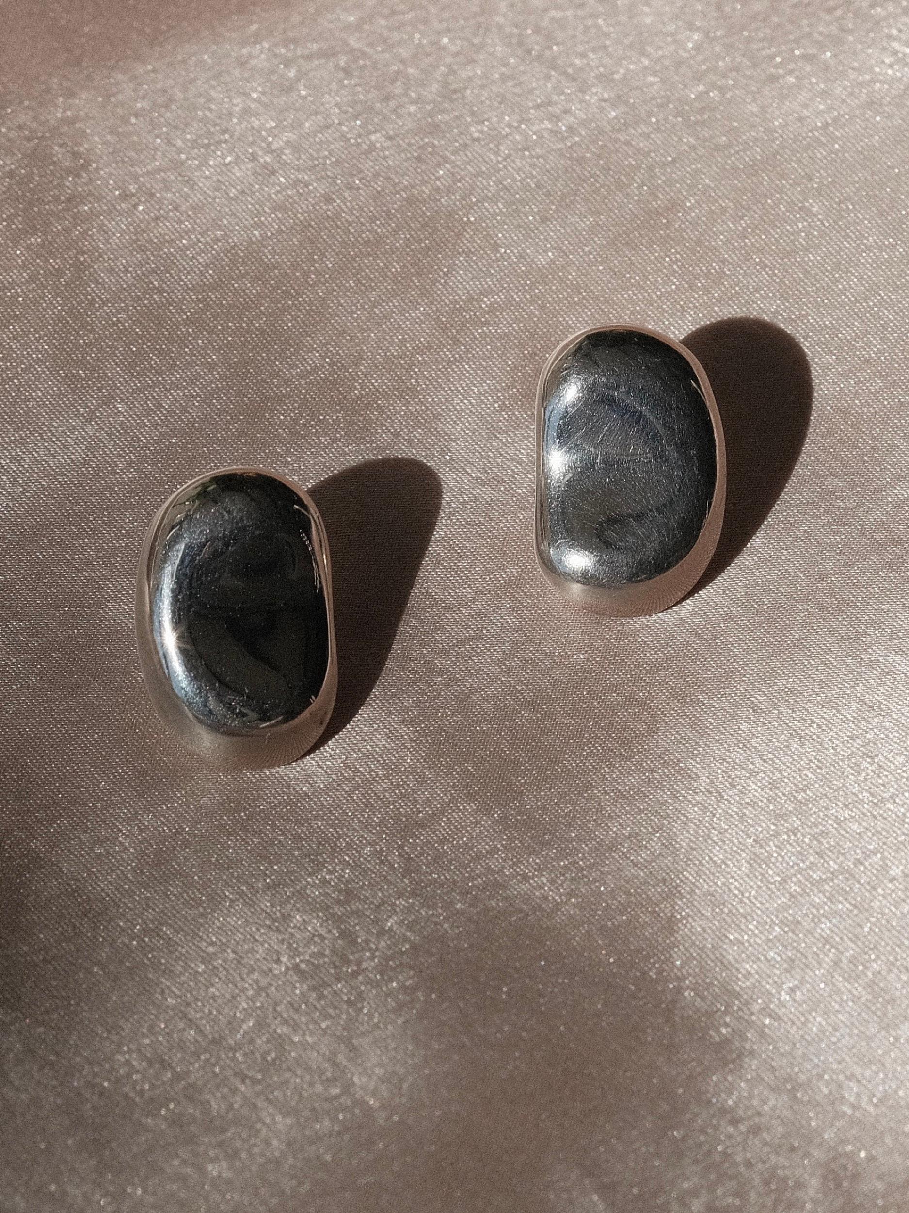 Sterling Silver Bean Earring Classic Modernist  1