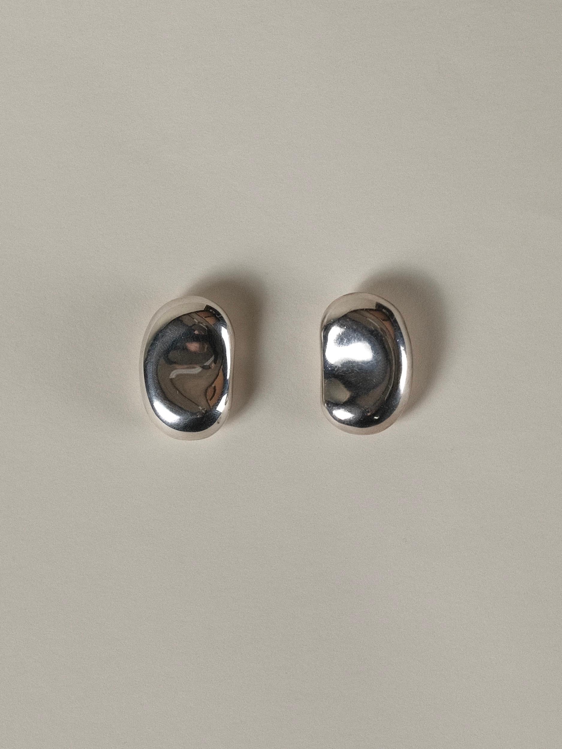 Sterling Silver Bean Earring Classic Modernist  2