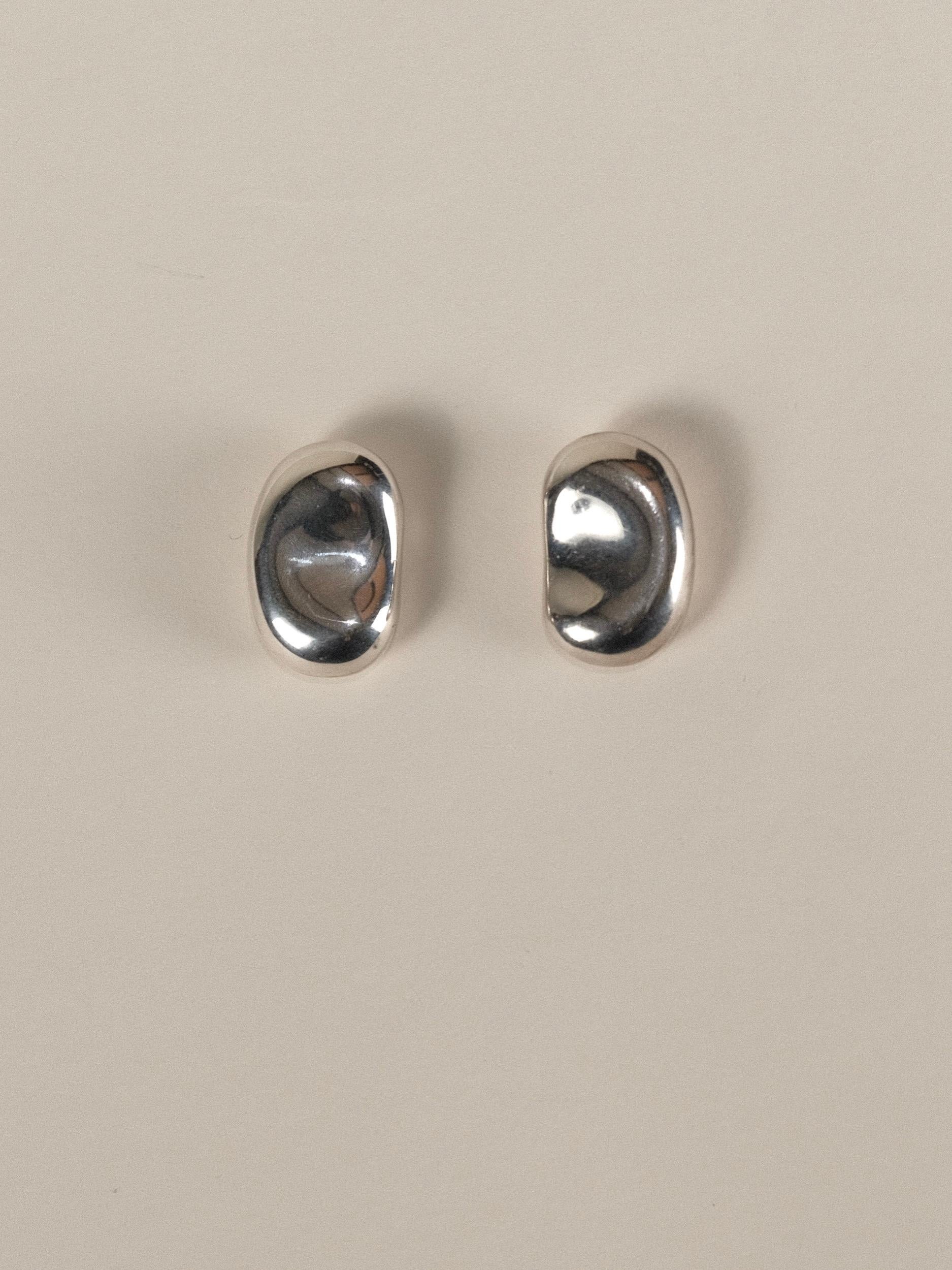 Sterling Silver Bean Earring Classic Modernist  3