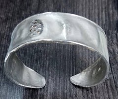 Sterling Silver "Bean" Pod Inspired Cuff Bracelet with Brown Diamonds