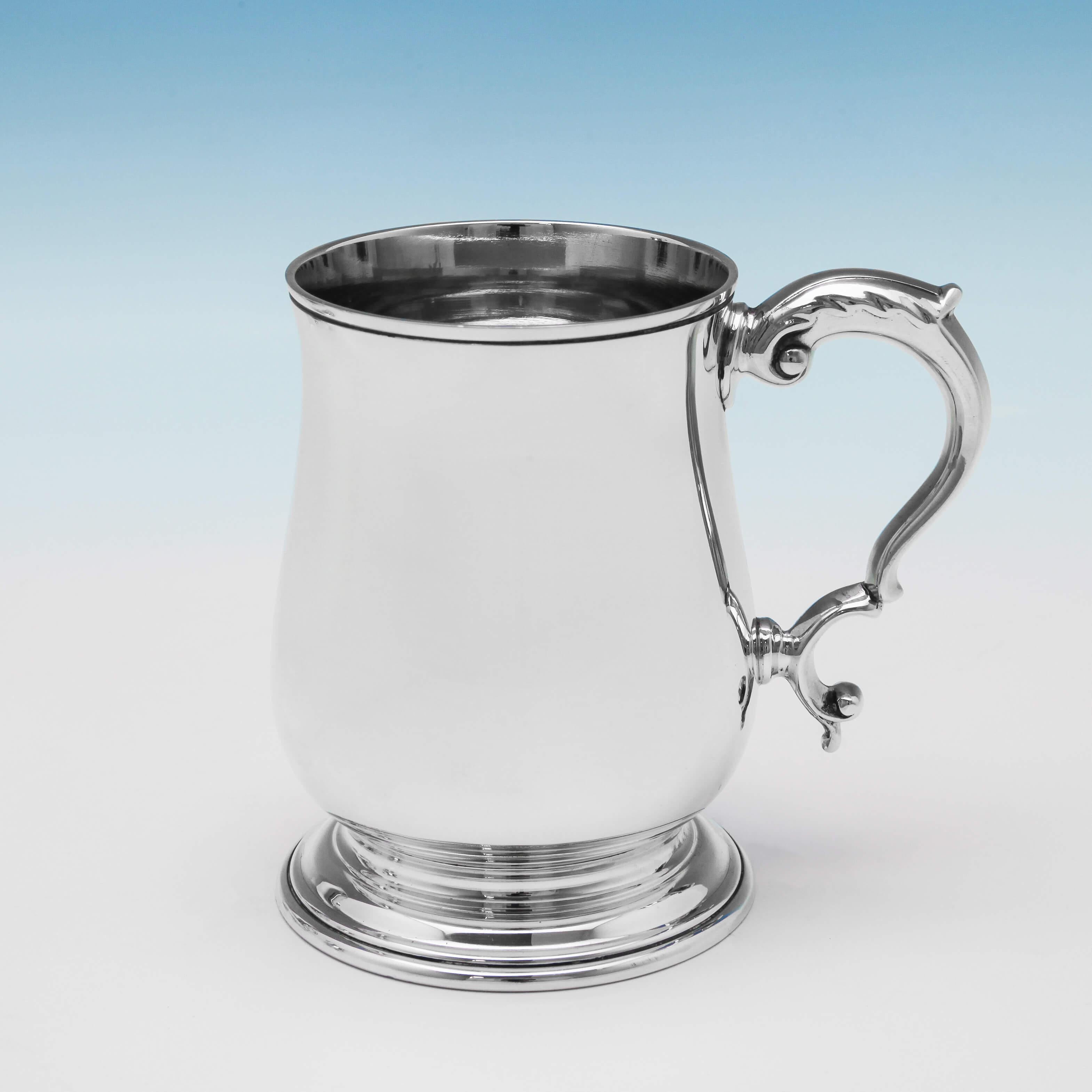 English George III Style Sterling Silver Beer Jug and Set of Four Mugs by C. J. Vander