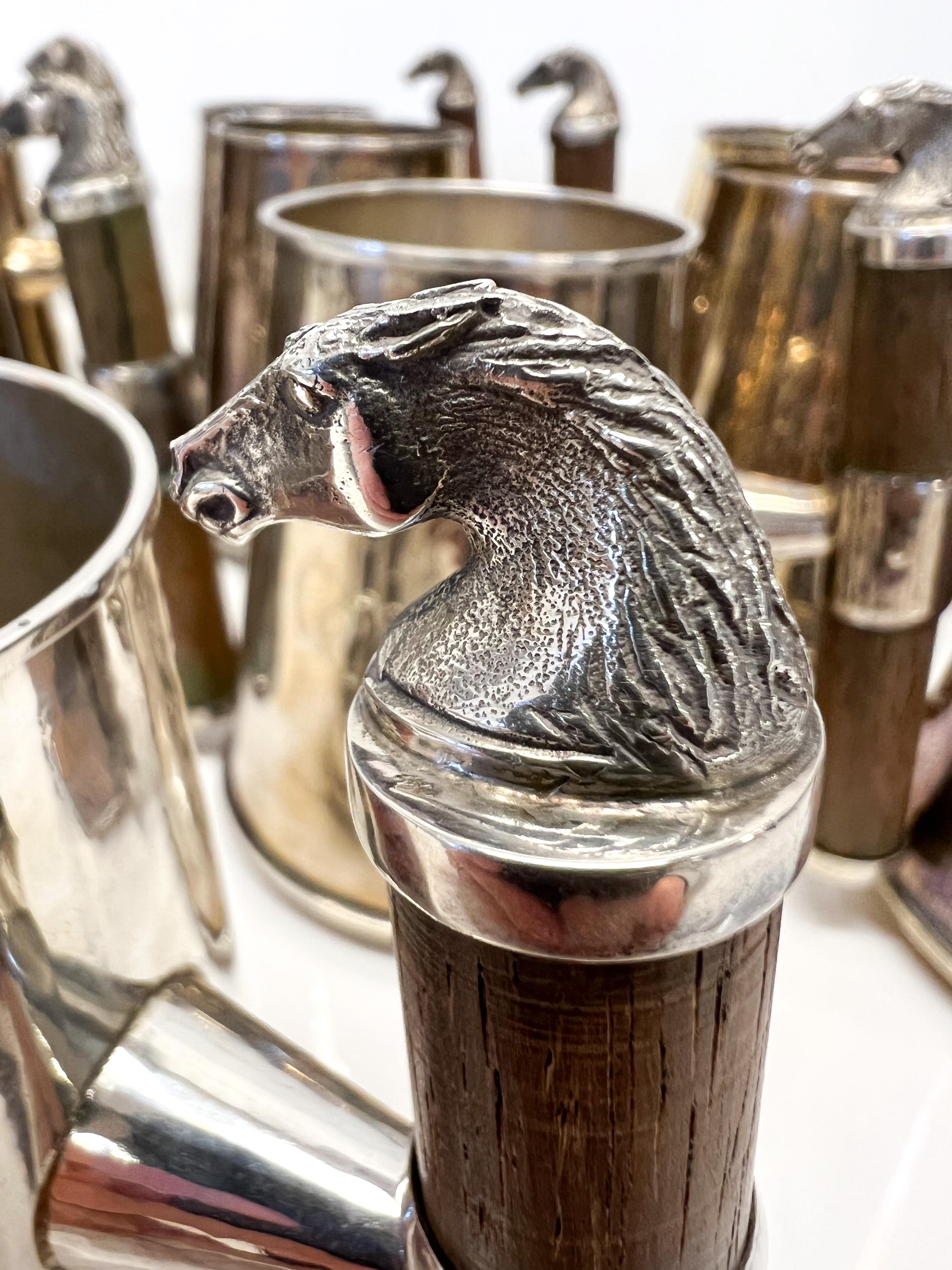 Sterling Silver Beer Mugs with Horse Decoration, Made in Finland For Sale 3