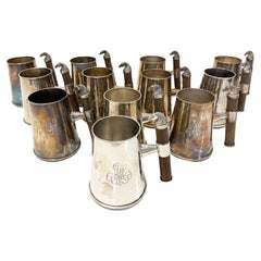 Sterling Silver Beer Mugs with Horse Decoration, Made in Finland