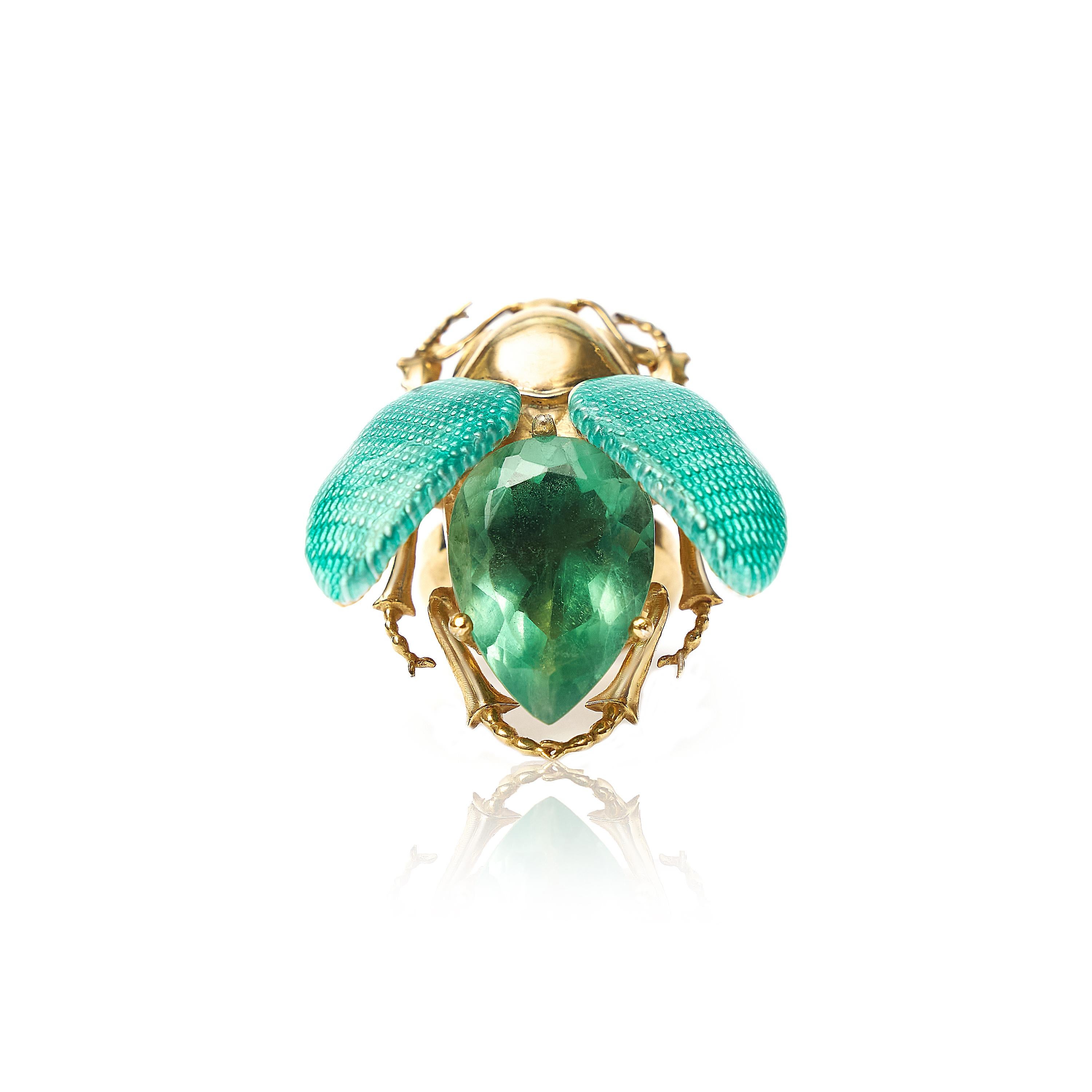 En venta: Anillo Escarabajo de Plata de Ley con Esmalte Verde y Amatista  5