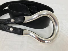 Sterling Silver Belt Buckle and Three Leather Belts 1 Marked Tiffany