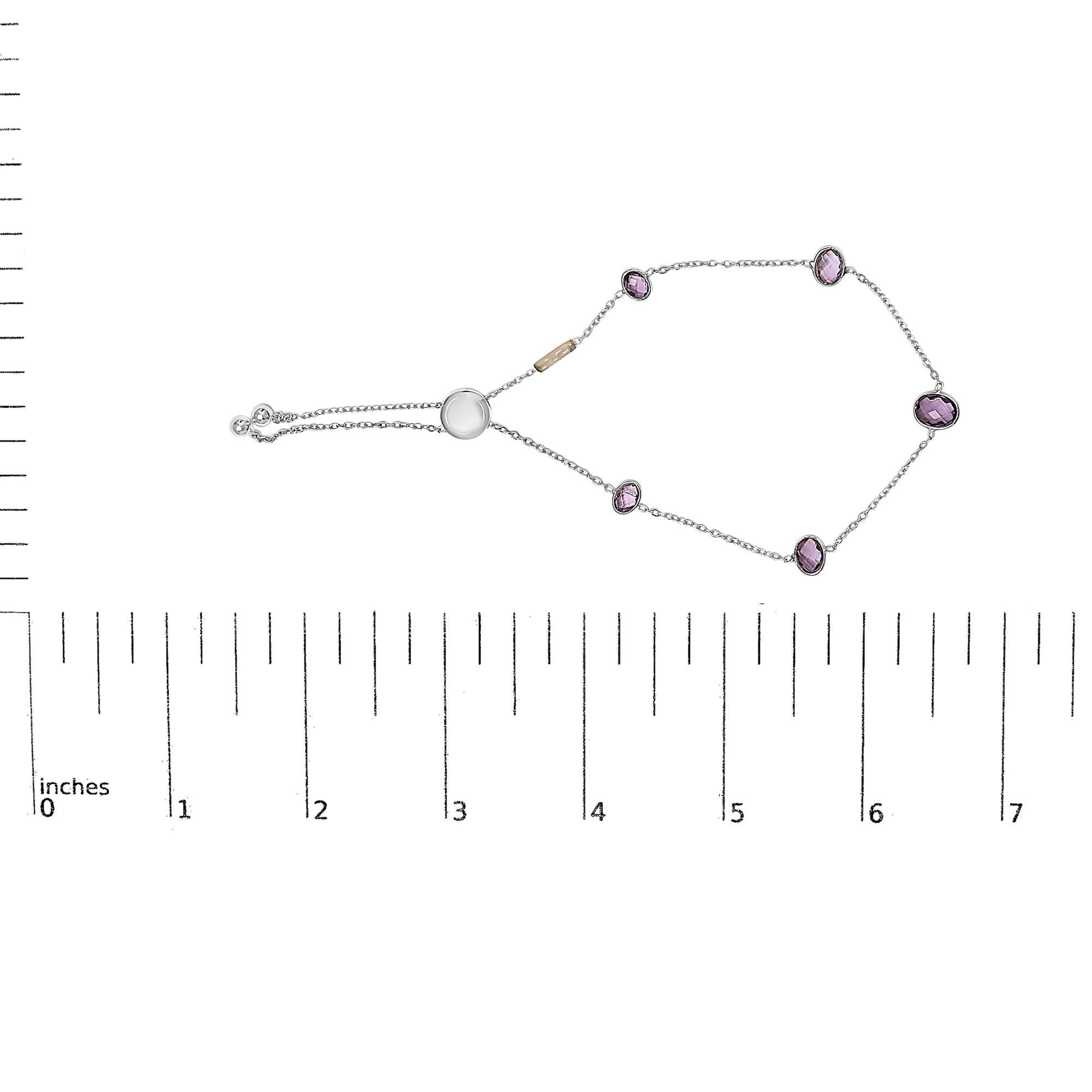 Bracelet bolo réglable en argent sterling serti d'améthystes violettes à 5 stations Neuf - En vente à New York, NY