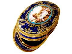 Boîte à bijoux ovale en argent, de style baroque, avec Salimbeni miniature