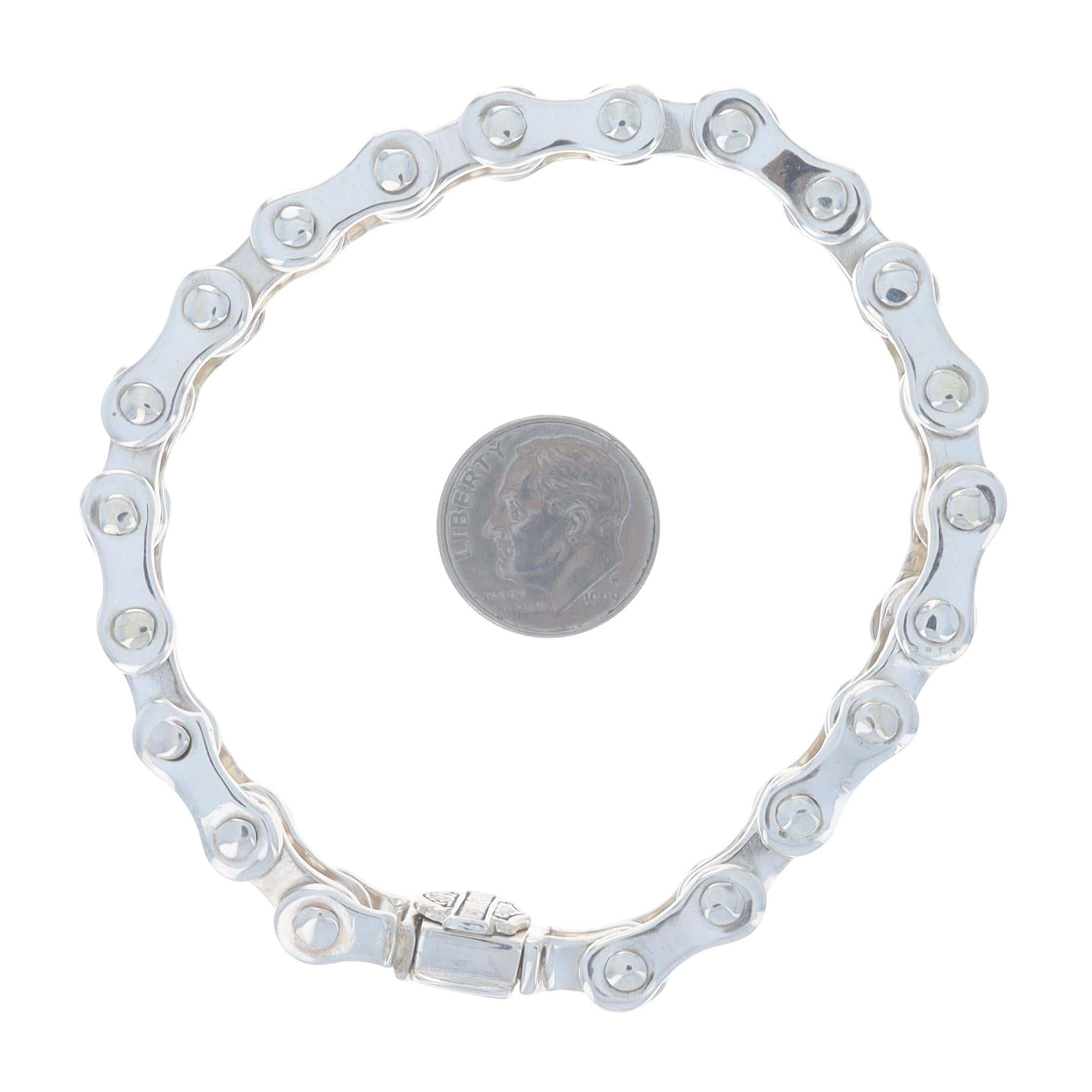 Sterling Silver Bike Chain Men's Bracelet 8 1/4