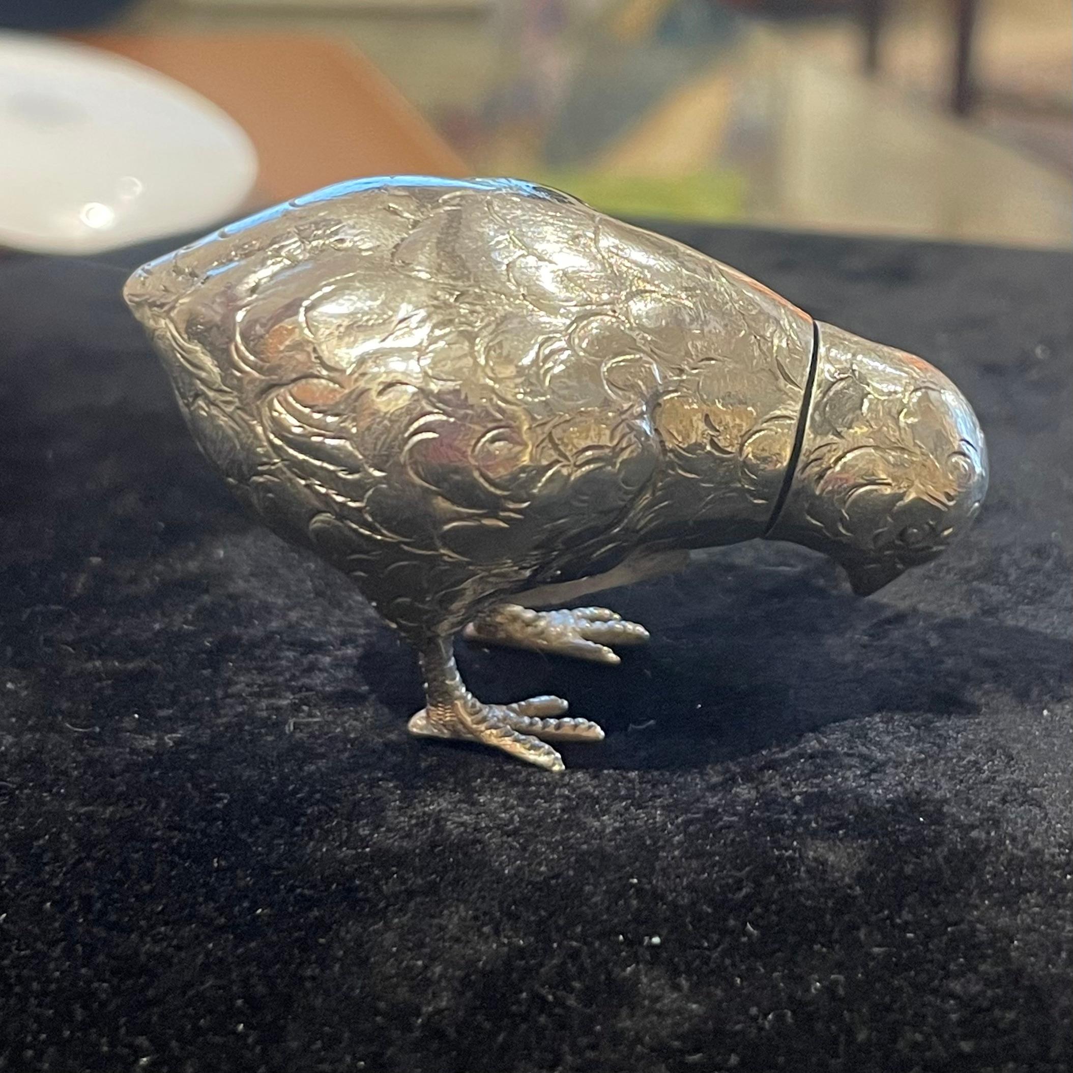 Sterling Silver Bird-Form Salt Cellar, Hanau, Germany, 20th