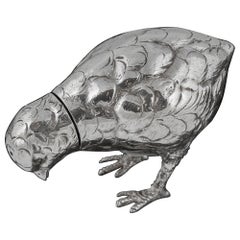Sterling Silver Bird-Form Salt Cellar, Hanau, Germany, 20th Century