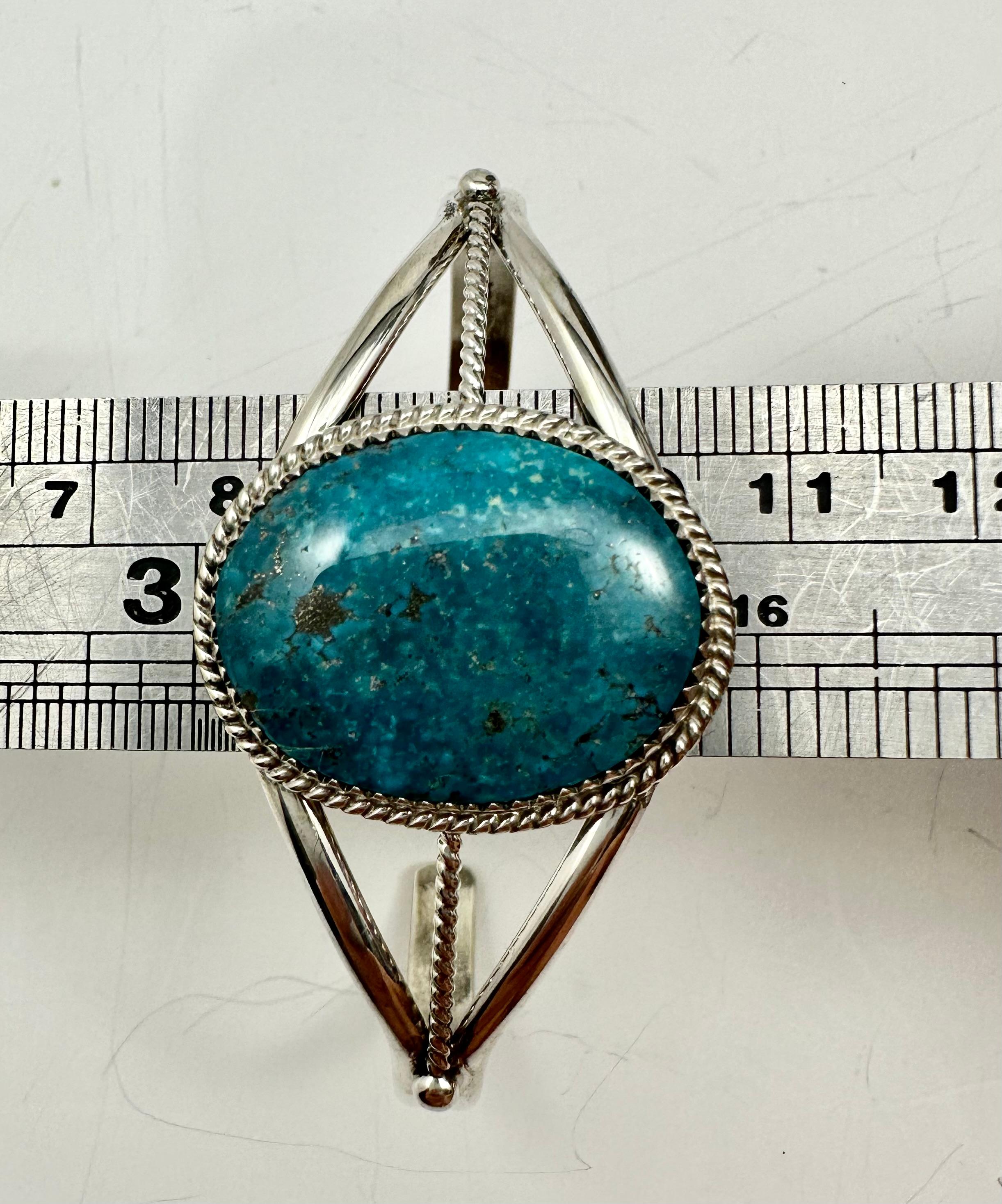 Artisan Sterling Silver Birdseye Turquoise Cuff Bracelet by Navajo Artist Phillip Yazzie For Sale