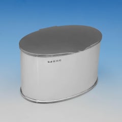 Caja ovalada Art Déco para galletas de plata de ley de Hukin and Heath Birmingham, 1927