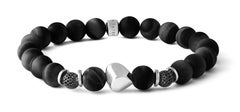 Sterling Silver, Black Agate Beaded Bracelet