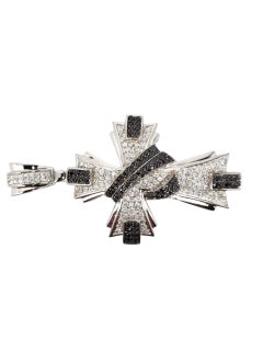 Sterling Silver Black and White Cubic Zirconia Large Cross Pendant #22583