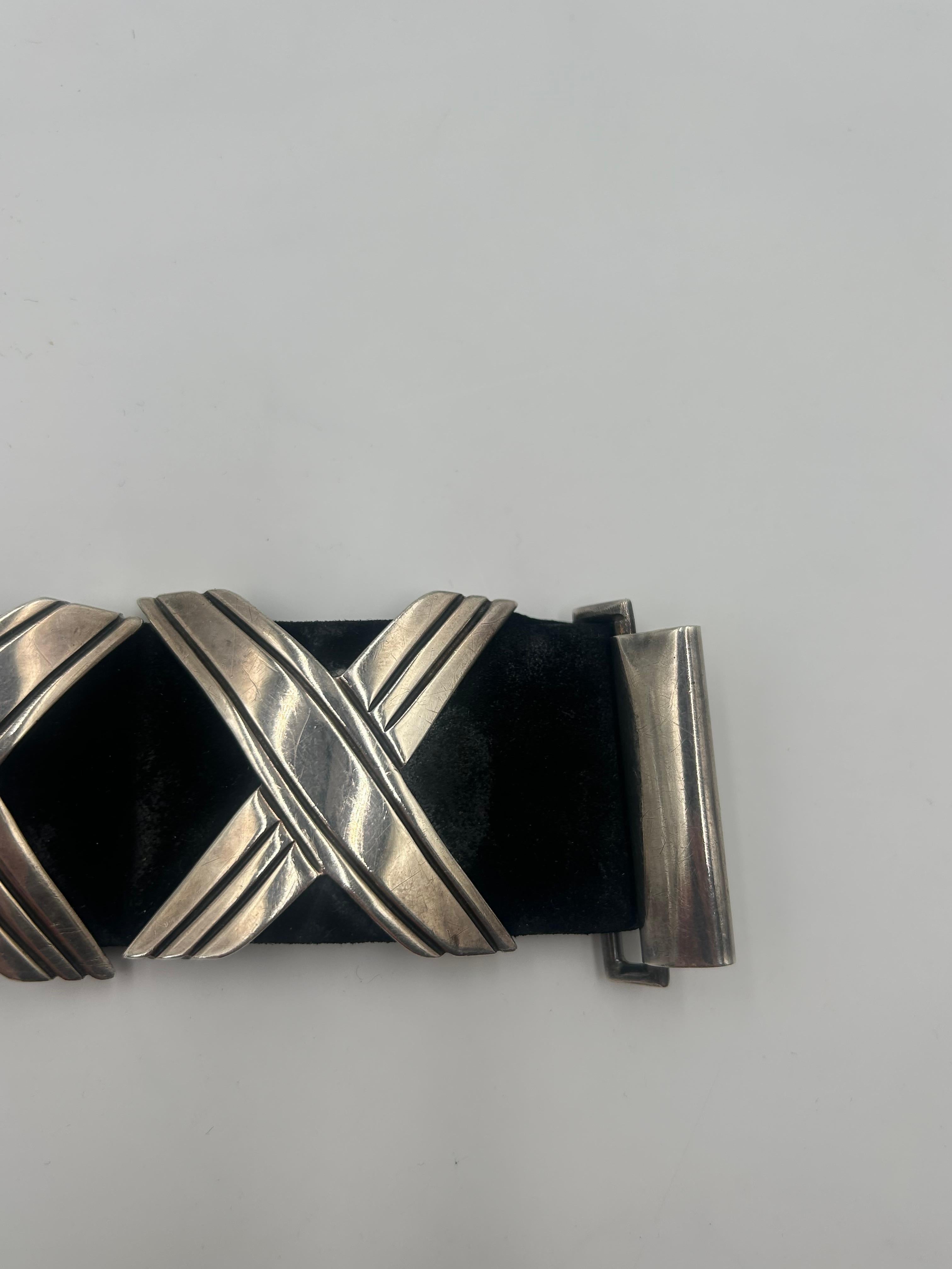 Sterling Silver & Black Leather Attributed To Hector Aguilar 4