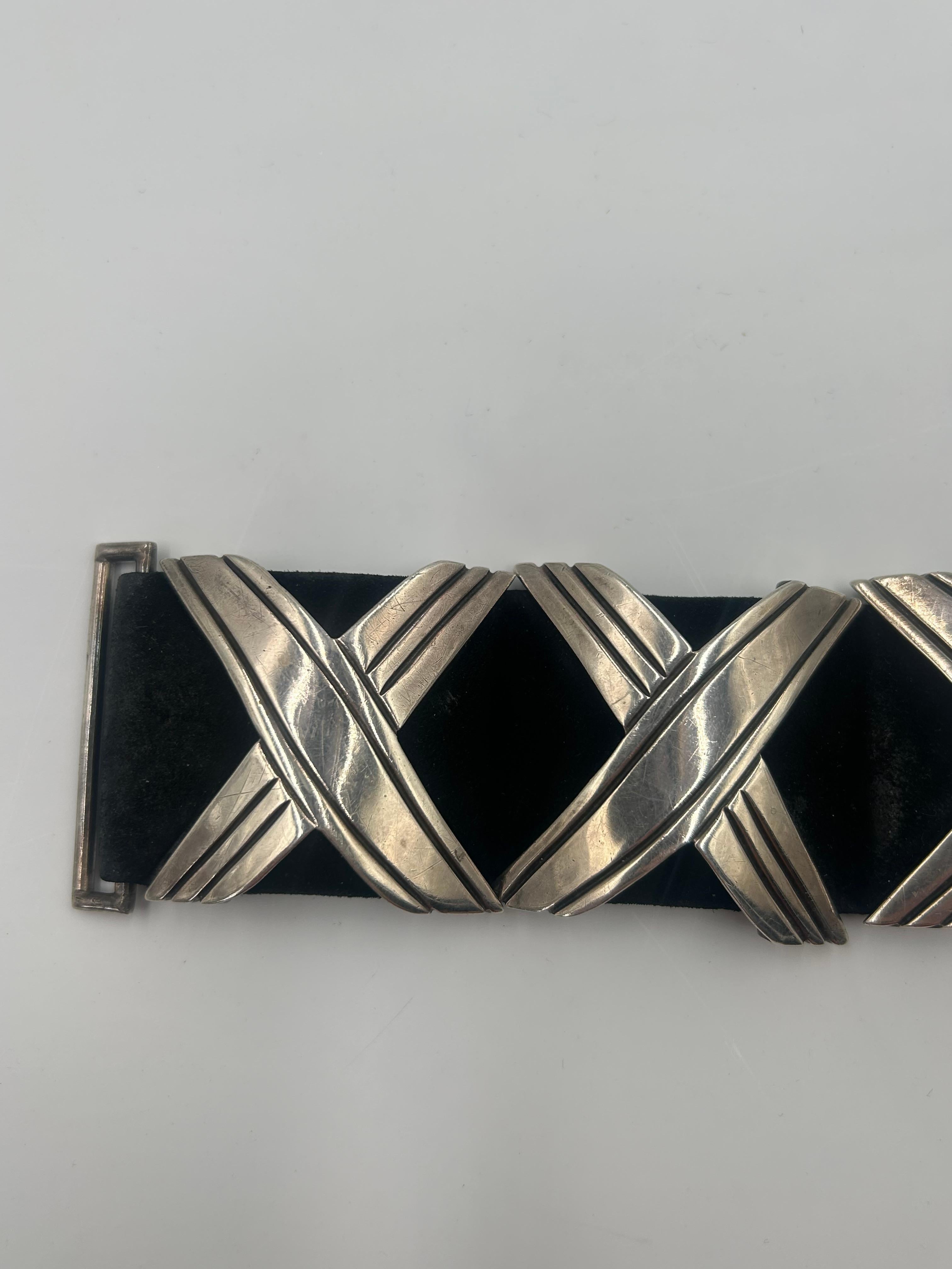 Sterling Silver & Black Leather Attributed To Hector Aguilar 5