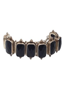 Sterling Silver Black Onyx Link Toggle Bracelet #21176
