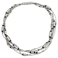 Collar de varias vueltas de plata de ley con ónix negro