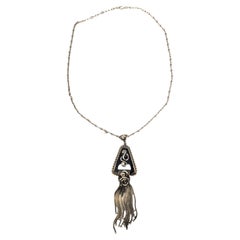 Sterling Silver Black Onyx Trapezoid Pendant Necklace #21280