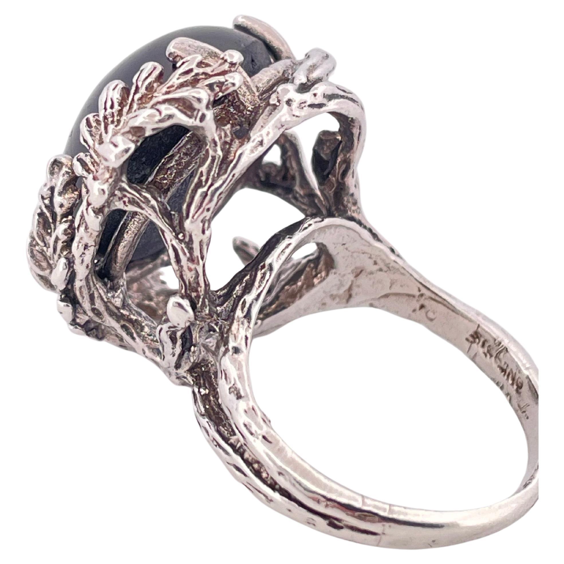 Anello con zaffiro nero a stella in argento sterling In condizioni buone in vendita a Sewickley, PA
