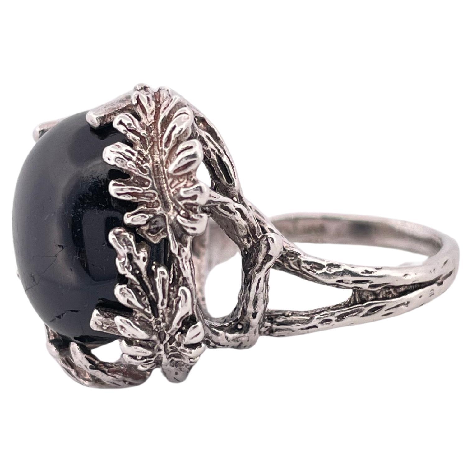 da uomo o donna Anello con zaffiro nero a stella in argento sterling in vendita
