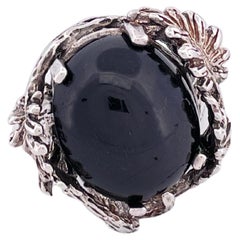 Anello con zaffiro nero a stella in argento sterling